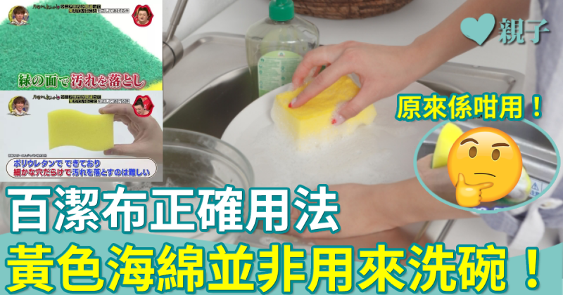 洗碗貼士︳百潔布都有正確用法？黃色海綿並非用來洗碗！