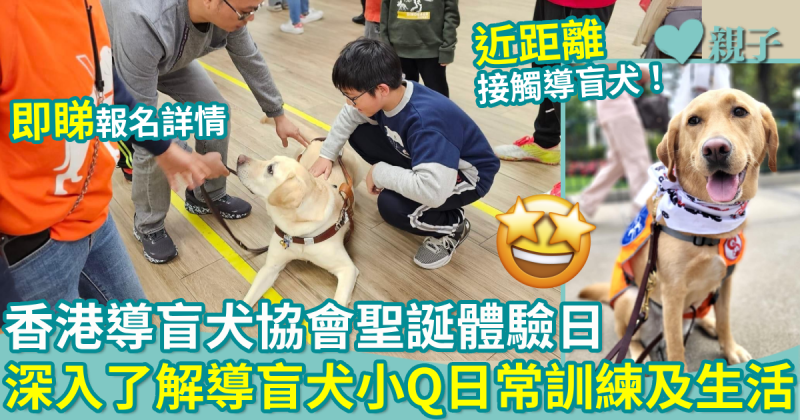 聖誕活動｜香港導盲犬協會聖誕體驗日　近距離接觸導盲犬　深入了解導盲犬小Q日常訓練及生活