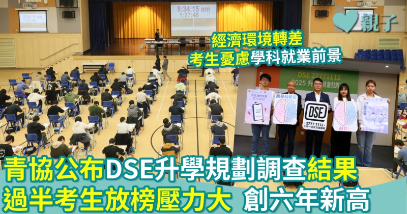 教育新聞｜青協公布DSE升學規劃調查結果　過半應屆考生放榜壓力大　創六年新高
