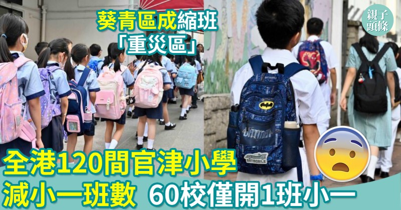 教育新聞｜全港120間官津小學 縮減小一班數　60校僅開1班小一　