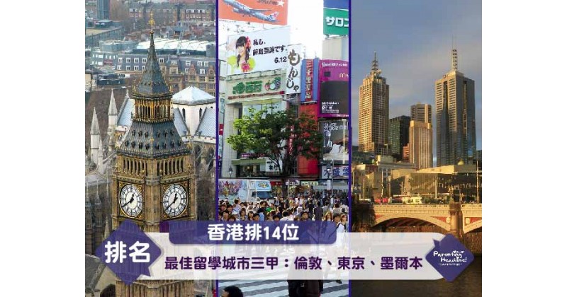 【香港排14位】最佳留學城市三甲：倫敦、東京、墨爾本