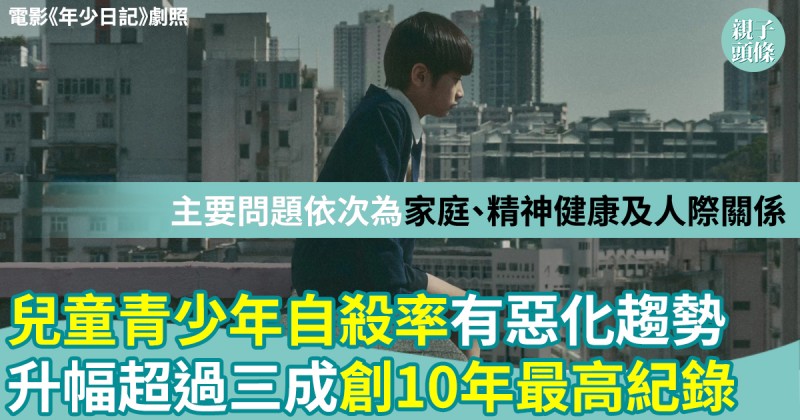 學童輕生|兒童青少年自殺率有惡化趨勢 升幅超過三成 創10年最高紀錄