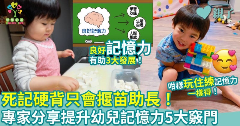 慈慧幼苗|死記硬背只會揠苗助長 專家分享提升幼兒記憶力5大竅門